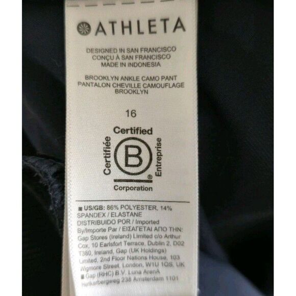 Athleta Brooklyn Ankle Pants Blue Camo Womens Size 16 - Picture 4 of 8
